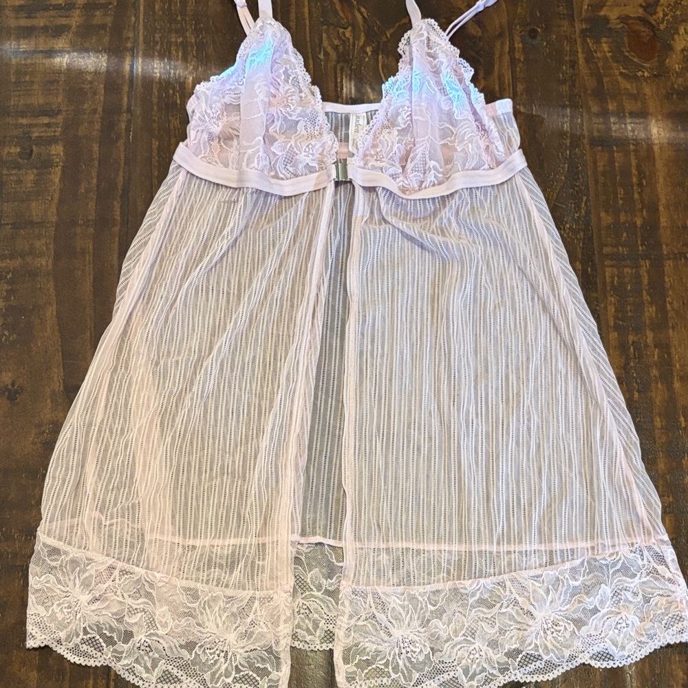 Auden Sheer Lace Chemise in Soft Pink